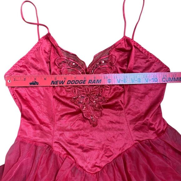 Vintage Butterfly Coquette Sheer Two Piece Lingerie Set Red Women’s Size Large - Picture 6 of 9